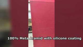 100% メタアラミド + シリコンコーティング、色：ファイアレッド、重量：150gsm 幅 150cm
